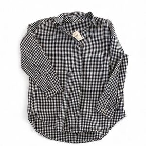 Women’s navy blue and White Checkered Shirt